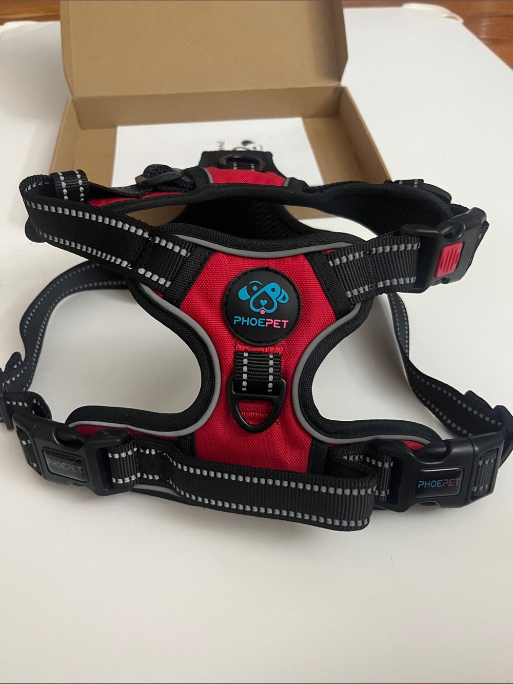 Reflective Red Padded Dog Harness with Secure Buckles